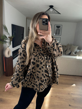 Musselin Bluse Kurz Leo