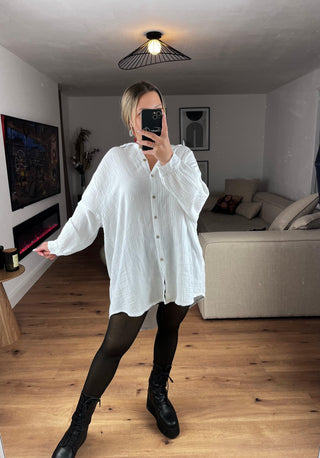 Musselin Bluse Saphie Oversize Lang