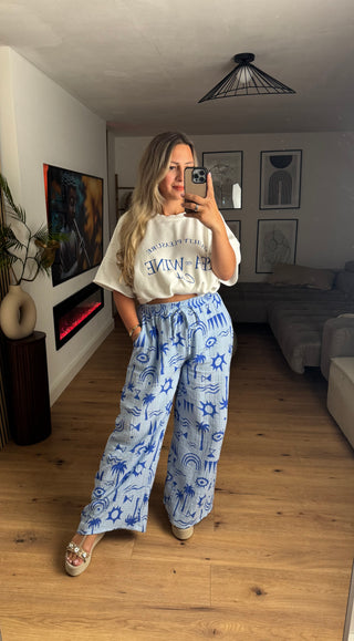 Musselin Hose Sonne Baumwolle Blau