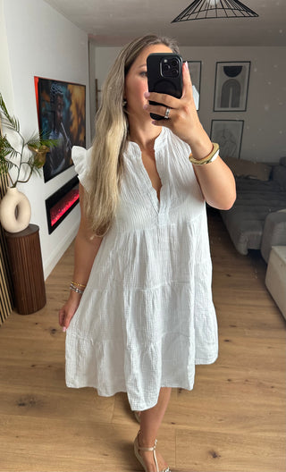 Musselin Kleid Weiß