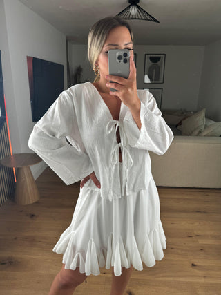 Bluse Sisi mit Schleifen weiß