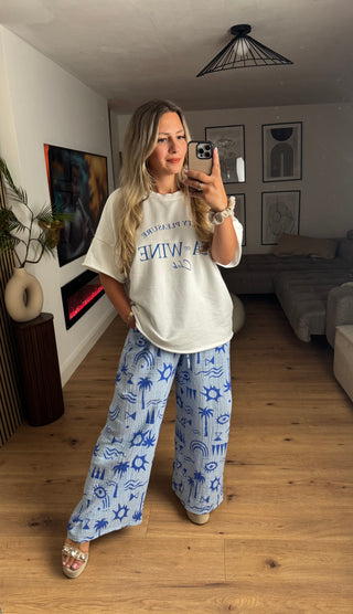 Musselin Hose Sonne Baumwolle Blau