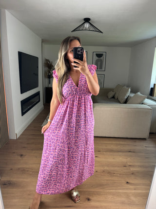 Musselin Kleid Leo Flieder Kurzarm