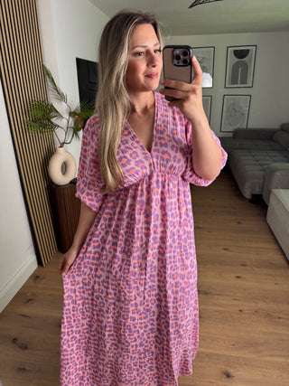 Musselin Kleid Leo Flieder Langarm