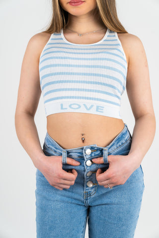 Crop Top Love Hellblau