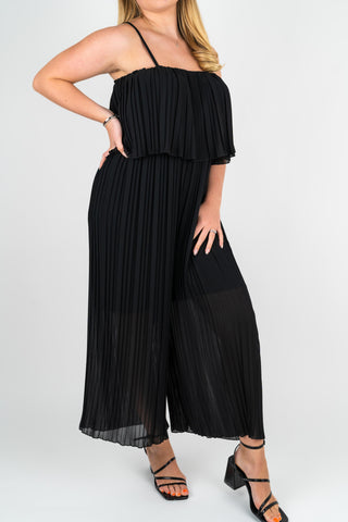 Jumpsuit Rosalie mit Plisseefalten Schwarz