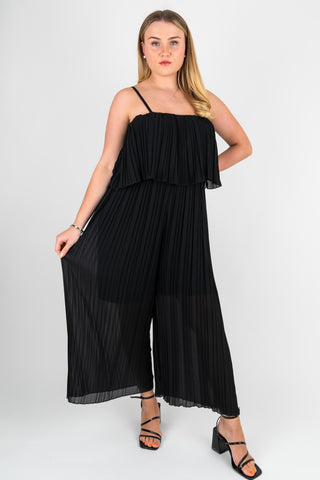 Jumpsuit Rosalie mit Plisseefalten Schwarz