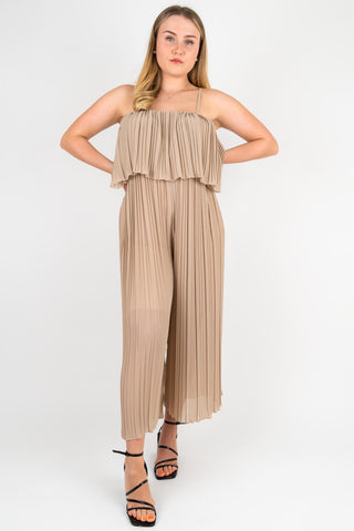 Jumpsuit Rosalie mit Plisseefalten Beige