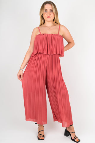 Jumpsuit Rosalie mit Plisseefalten Rosenholz