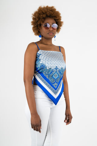 Satin Top Jenny mit Paisleymuster Blau