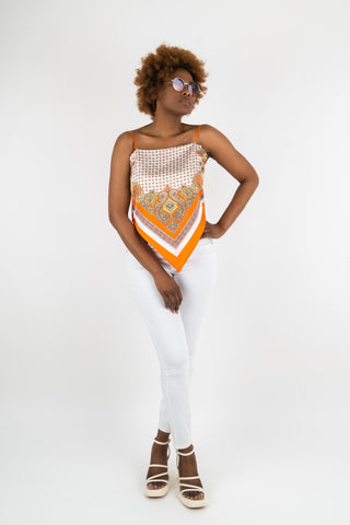 Satin Top Jenny mit Paisleymuster Orange
