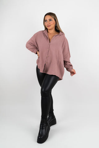 Musselin Bluse Emilia Oversize Altrosa Kurz