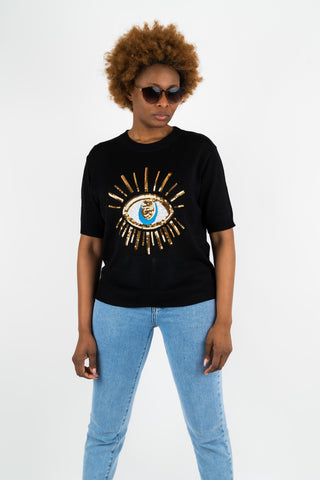 Strick T-Shirt Nazar mit Pailetten Details