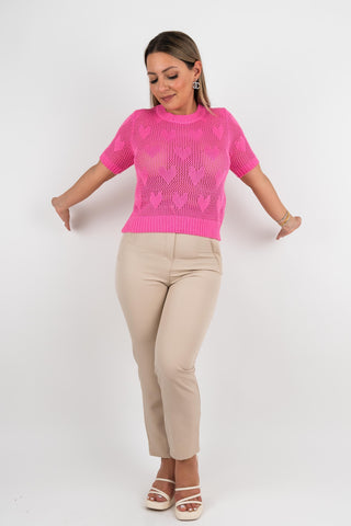 Strickshirt Fria mit Herzmuster Pink