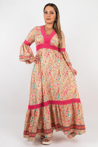 Maxikleid Adelina im Boho Look Pink