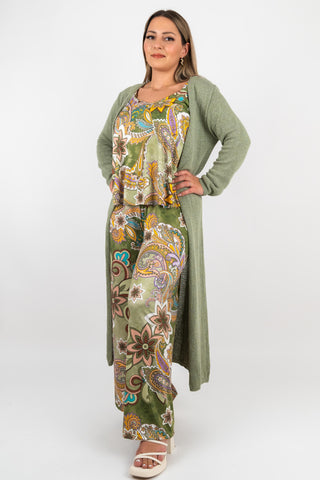 Top Sabrina mit Paisley Muster Khaki