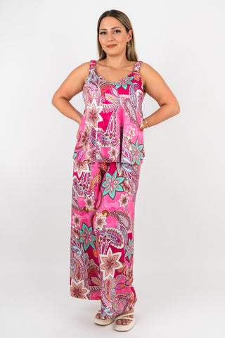 Top Sabrina mit Paisley Muster Pink
