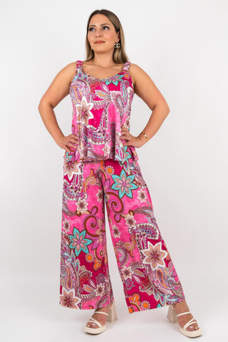 Hose Sabrina mit Paisley Muster Pink
