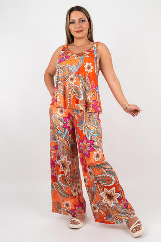 Top Sabrina mit Paisley Muster Orange