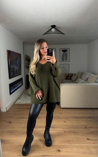 Pullover Elisa Vokuhila Oversize Khaki