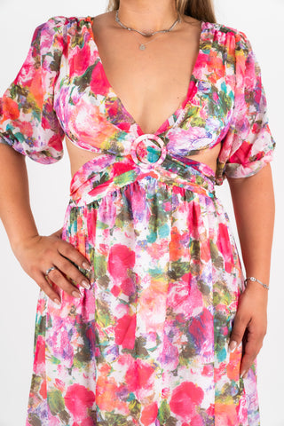 Maxikleid mit Cut-Outs Alexandra Pink