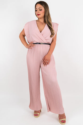 Plissee Jumpsuit Sunny mit Gürtel Rosa