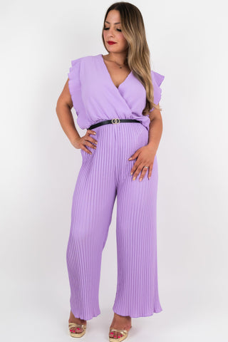 Plissee Jumpsuit Sunny mit Gürtel Flieder