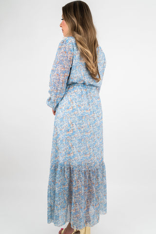 Maxi Blumenkleid Selena Hellblau