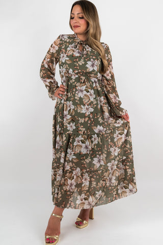 Maxi Blumenkleid Alice Khaki