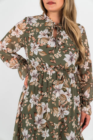 Maxi Blumenkleid Alice Khaki