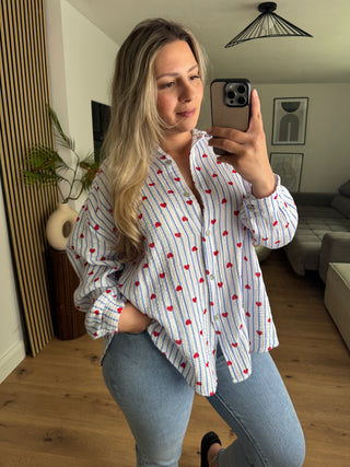 Musselin Bluse Fiorenza mit Herzprint