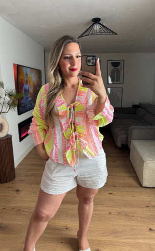 Musselin Bluse Alva mit Streifen-Print