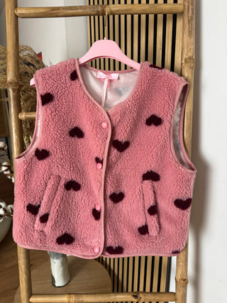 Teddyfell Weste Lilwen mit Herzmuster