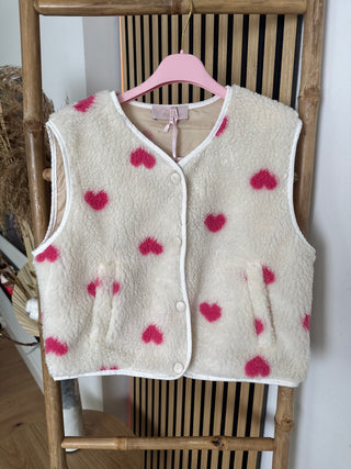Teddyfell Weste Lilwen mit Herzmuster