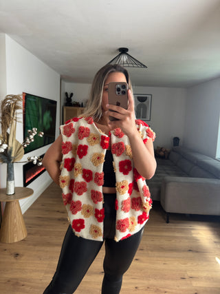 Teddyfell Weste Orelle mit Blumenmuster