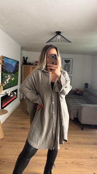 Musselin Bluse Saphie Oversize Lang