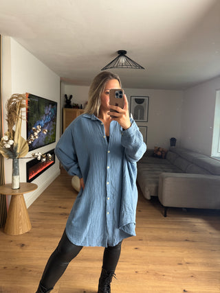 Musselin Bluse Saphie Oversize Lang