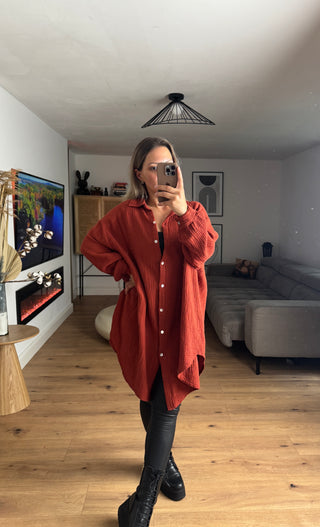 Musselin Bluse Saphie Oversize Lang