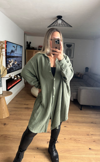 Musselin Bluse Saphie Oversize Lang