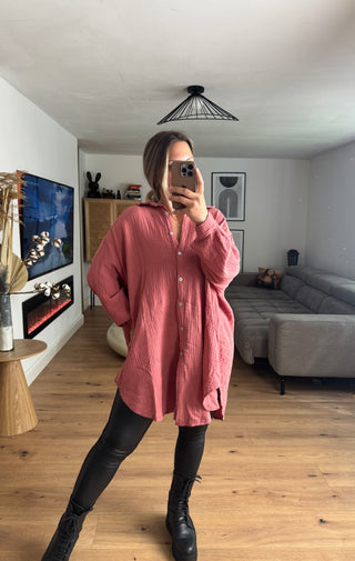 Musselin Bluse Saphie Oversize Lang