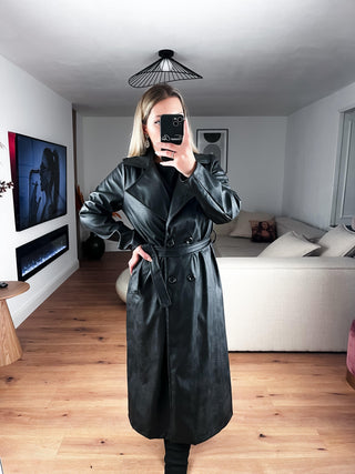 Kunstleder Mantel Bianca Schwarz