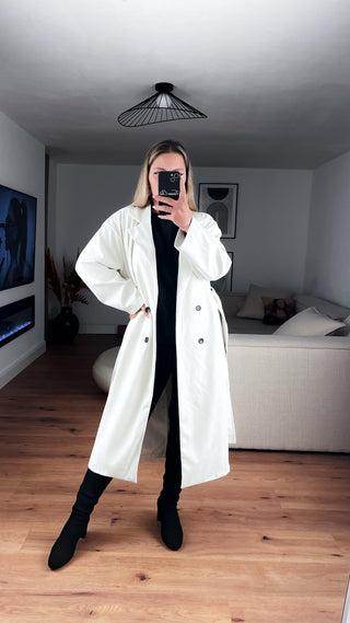 Kunstleder Mantel Maria Weiß