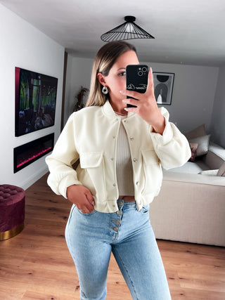 Jacke Frida Bomber Kurz Creme