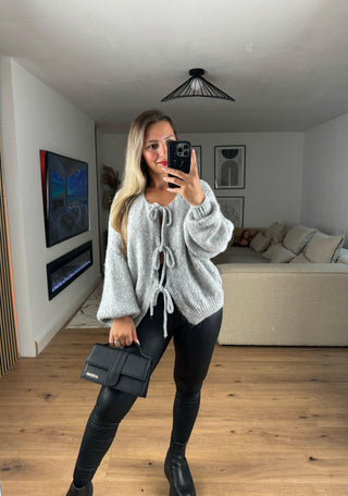 Cardigan mit Schleife Hellgrau