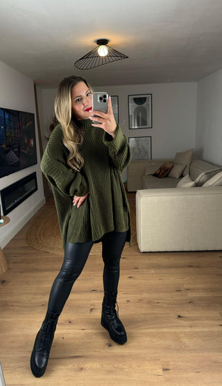 Pullover Elli Vokuhila Oversize Khaki