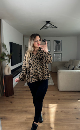 Musselin Bluse Kurz Leo