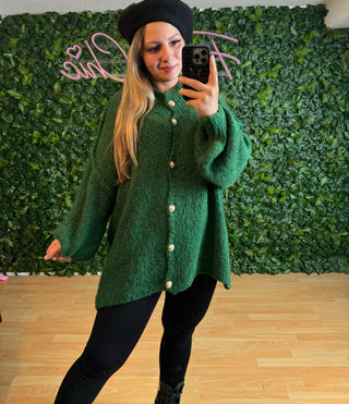 Cardigan mit Knöpfen Tannengrün