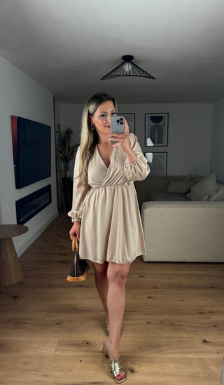 Kleid Tiffany Satin Beige
