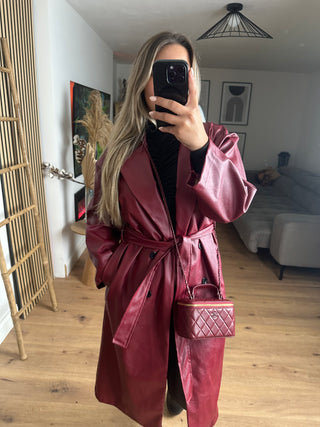 Kunstleder Mantel Maria Dunkelrot