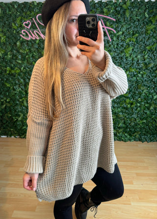 Pullover Elisa Vokuhila Oversize Beige
